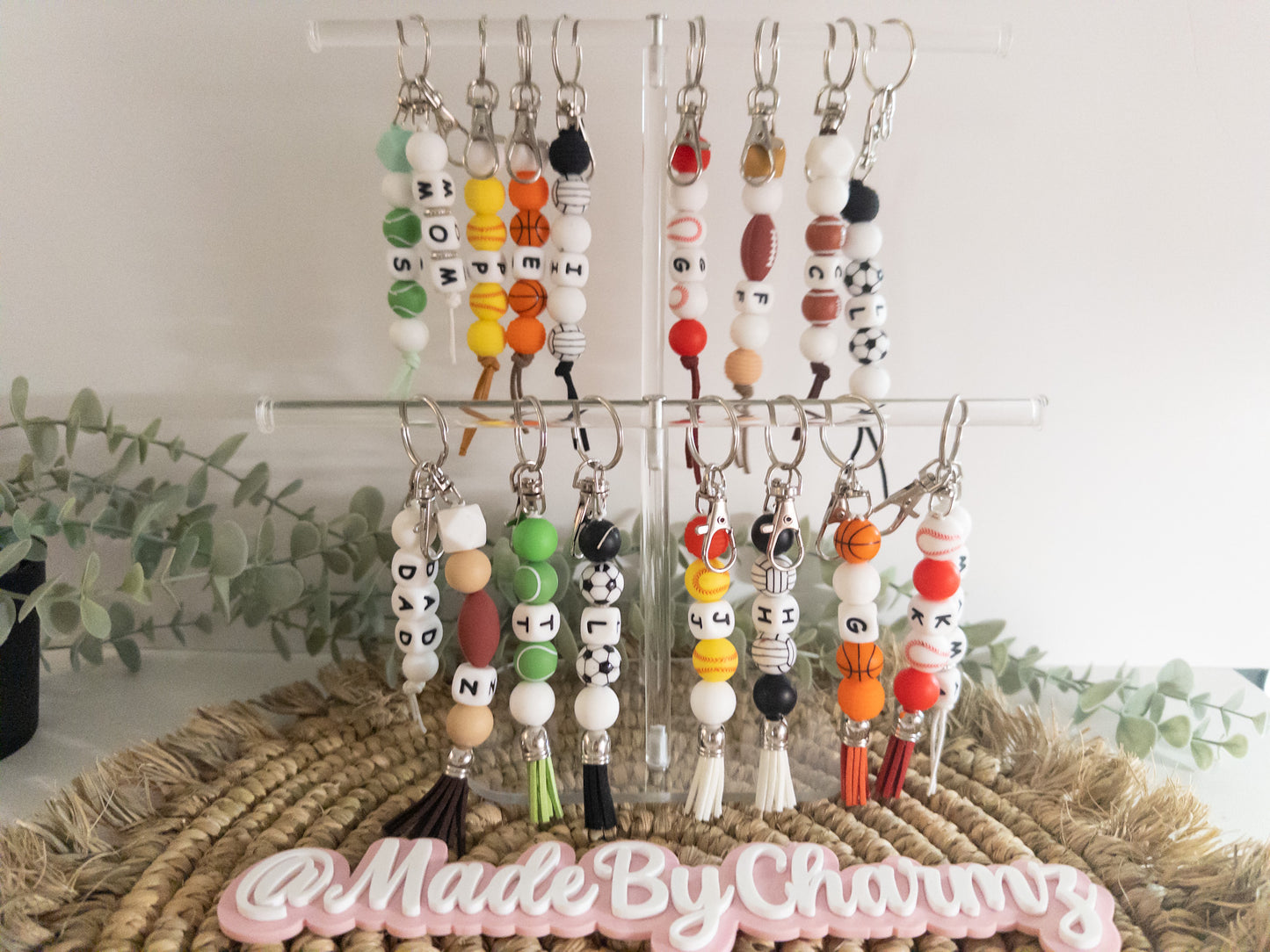 Sports Silicone Beads Keychain