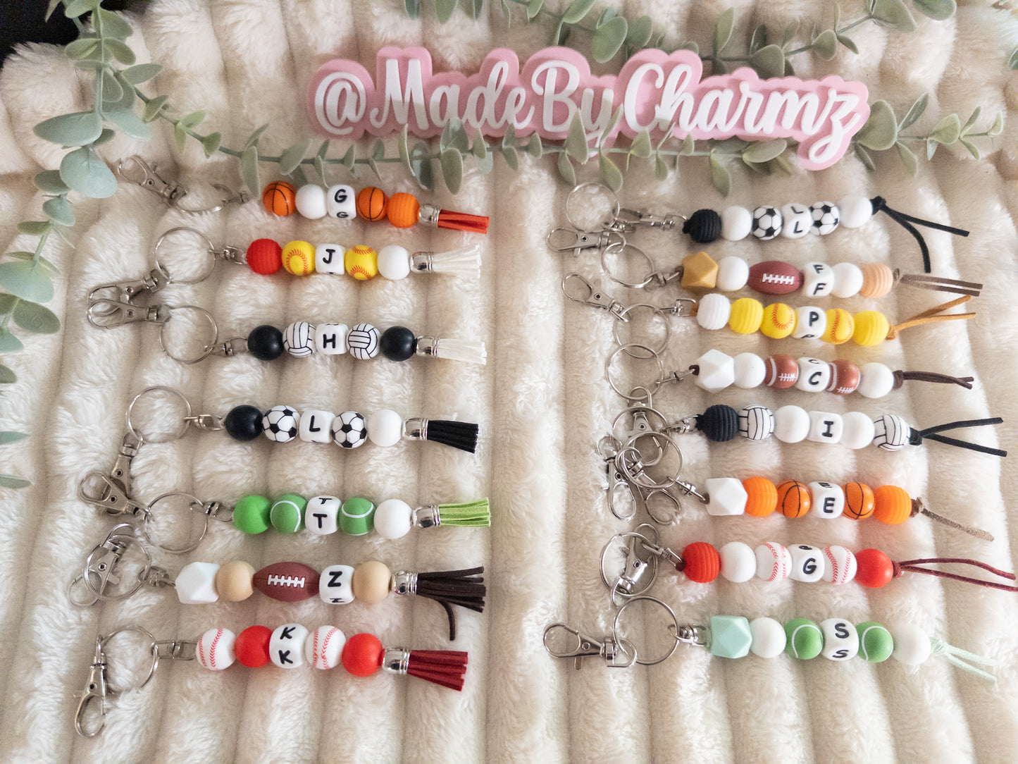 Sports Silicone Beads Keychain