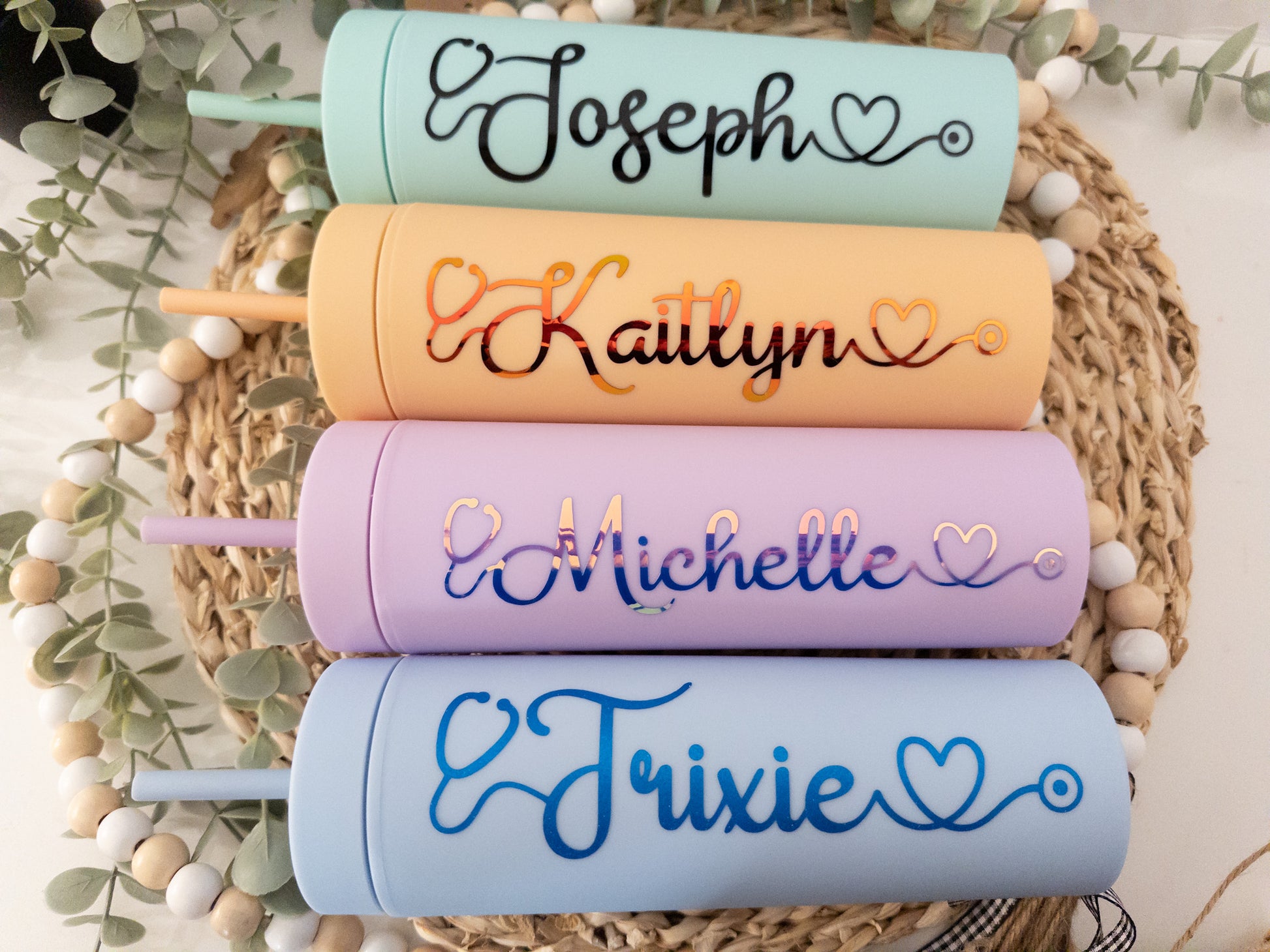 personalized skinny matte tumbler | name