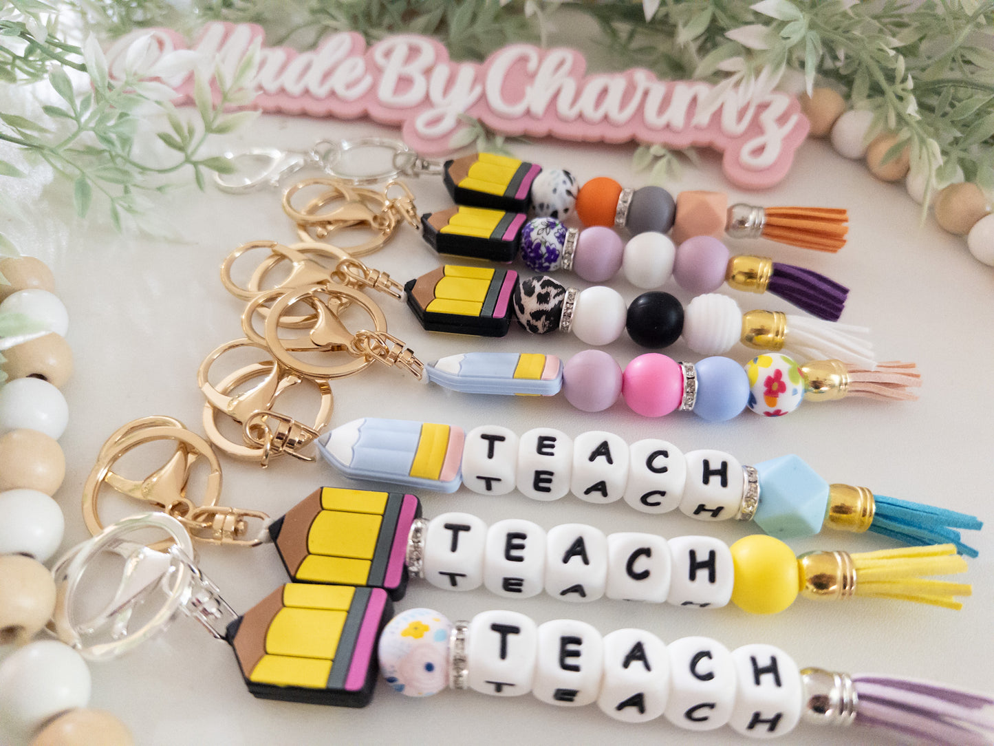 Teacher Silicone Beads Keychain