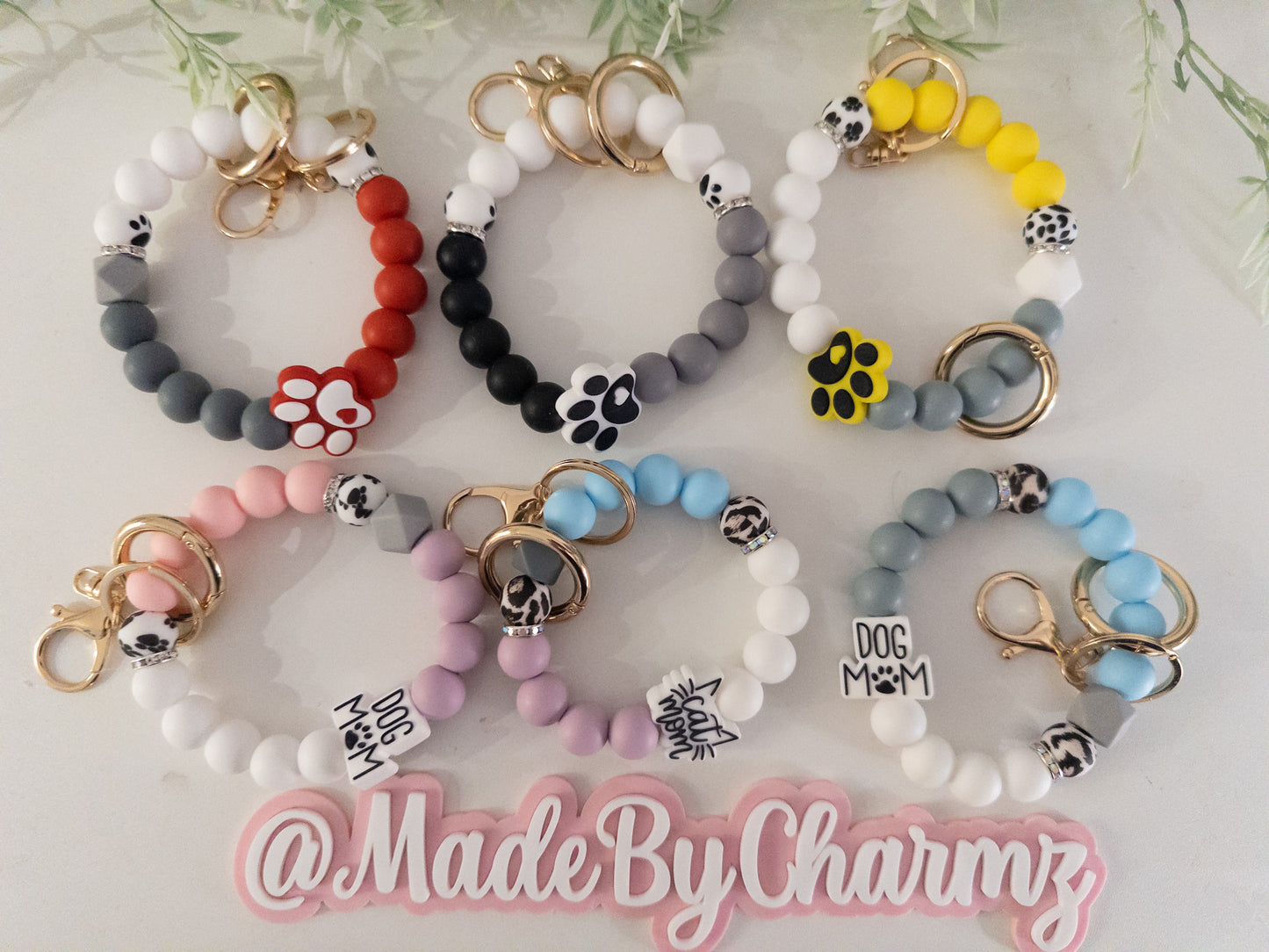 Dog and Cat Mom Silicone Beads Keychain/Wristlet
