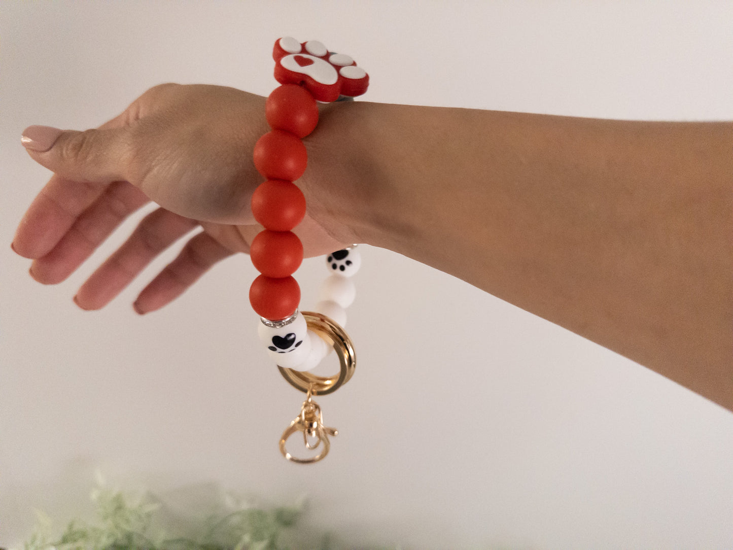 Dog and Cat Mom Silicone Beads Keychain/Wristlet