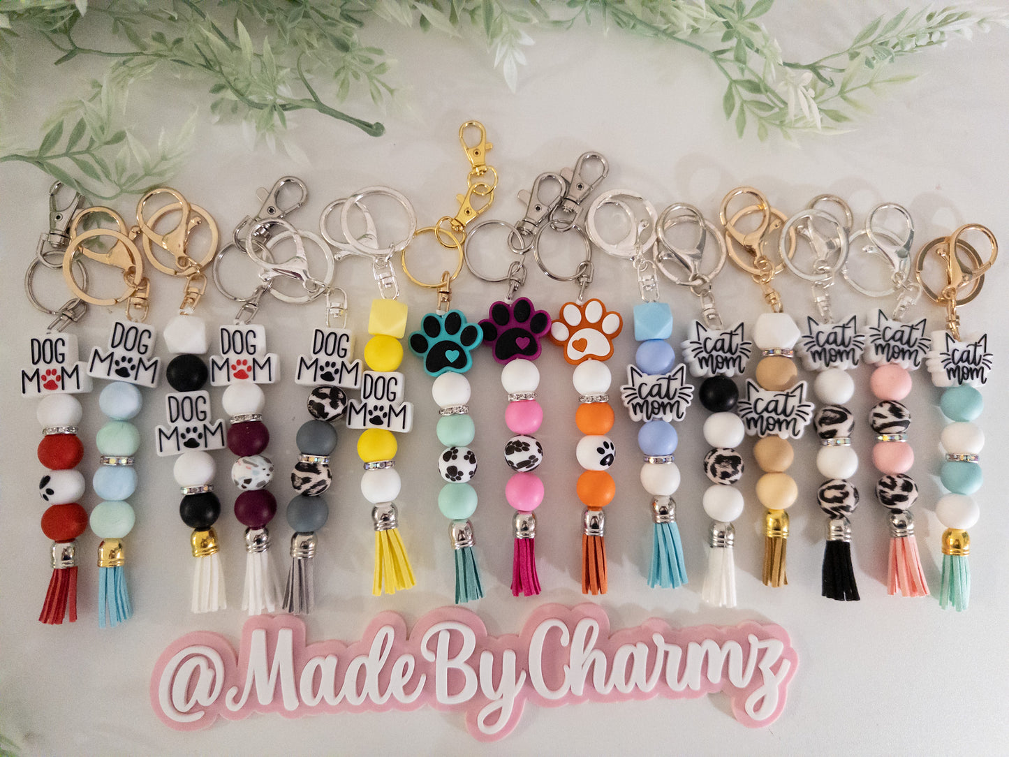 Dog and Cat Mom Silicone Beads Keychain/Wristlet