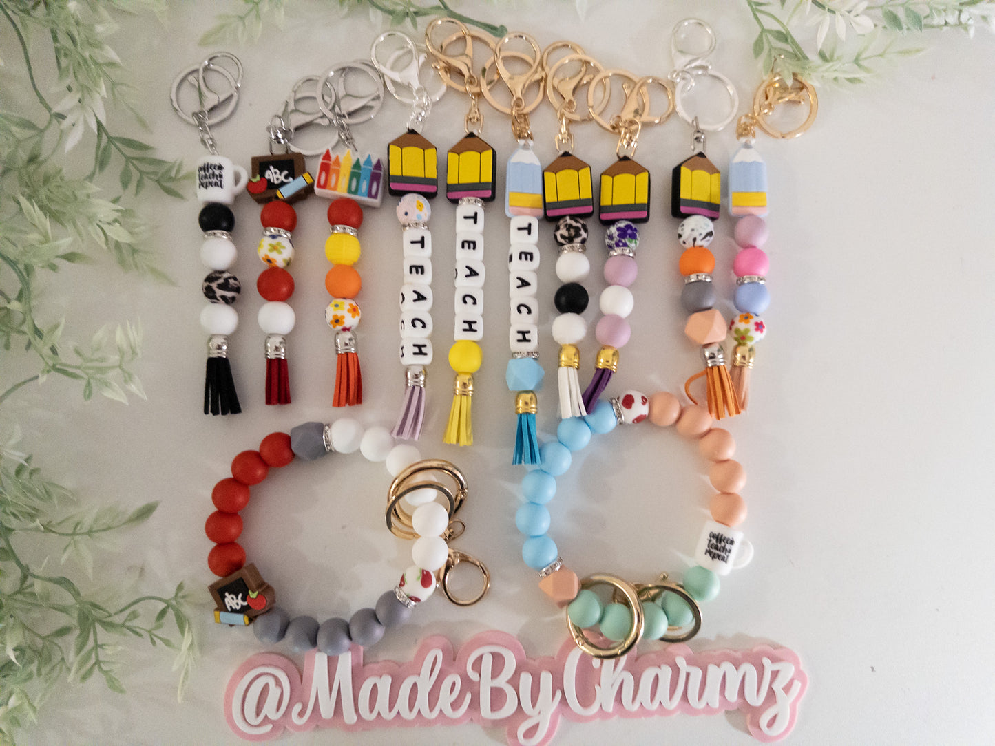 Teacher Silicone Beads Keychain
