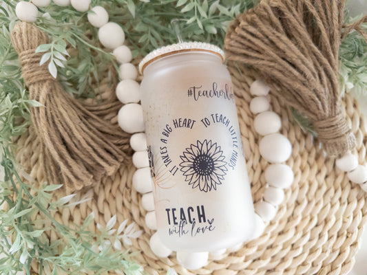 Teacher Affirmation Frosted Glass Can