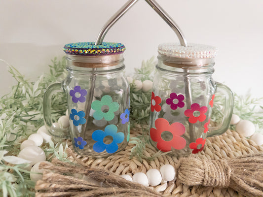Retro Flower Mason Cup