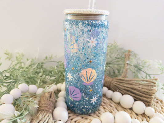 Sea Shell Snow Globe Glass Can