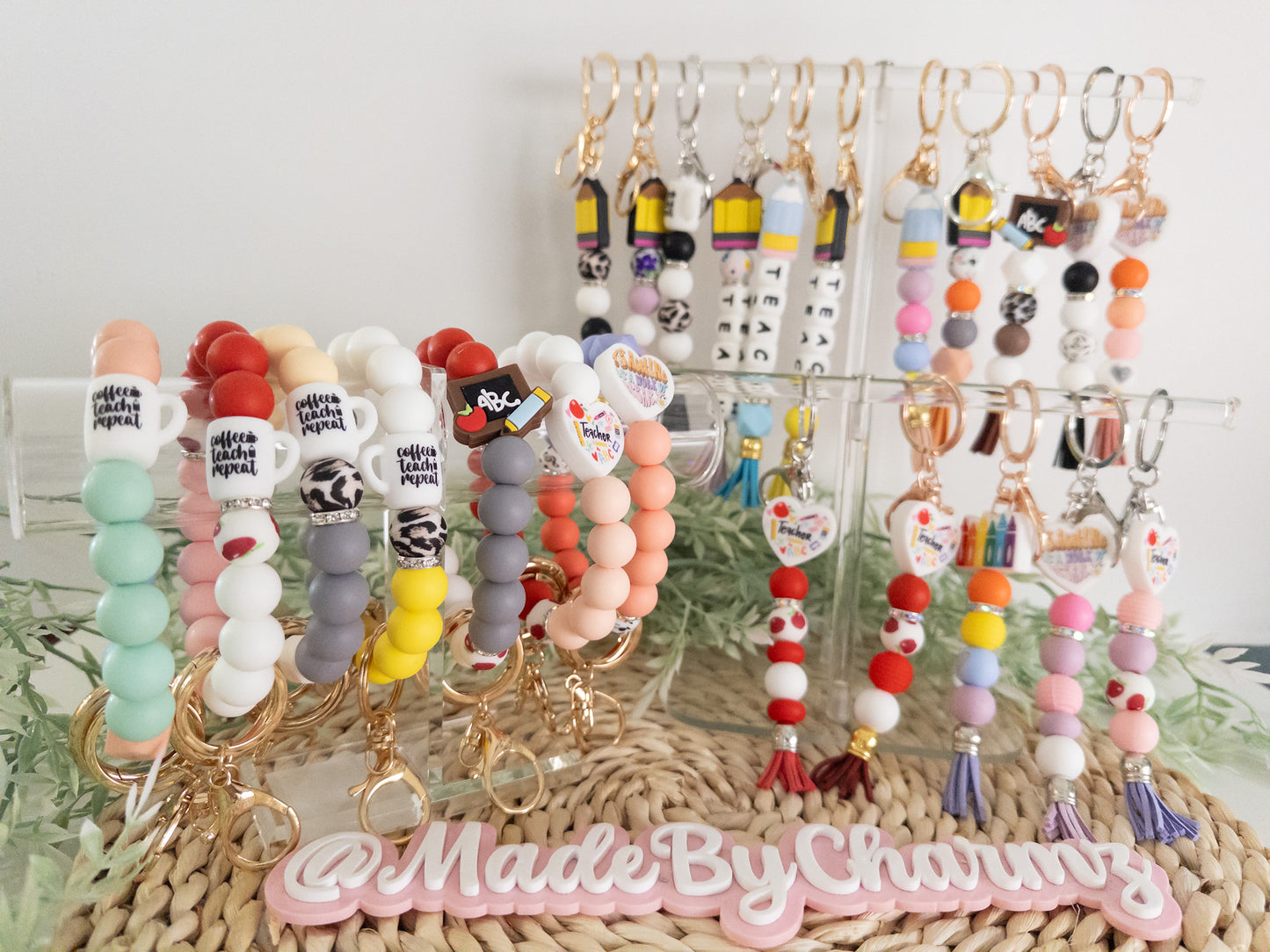Teacher Silicone Beads Keychain