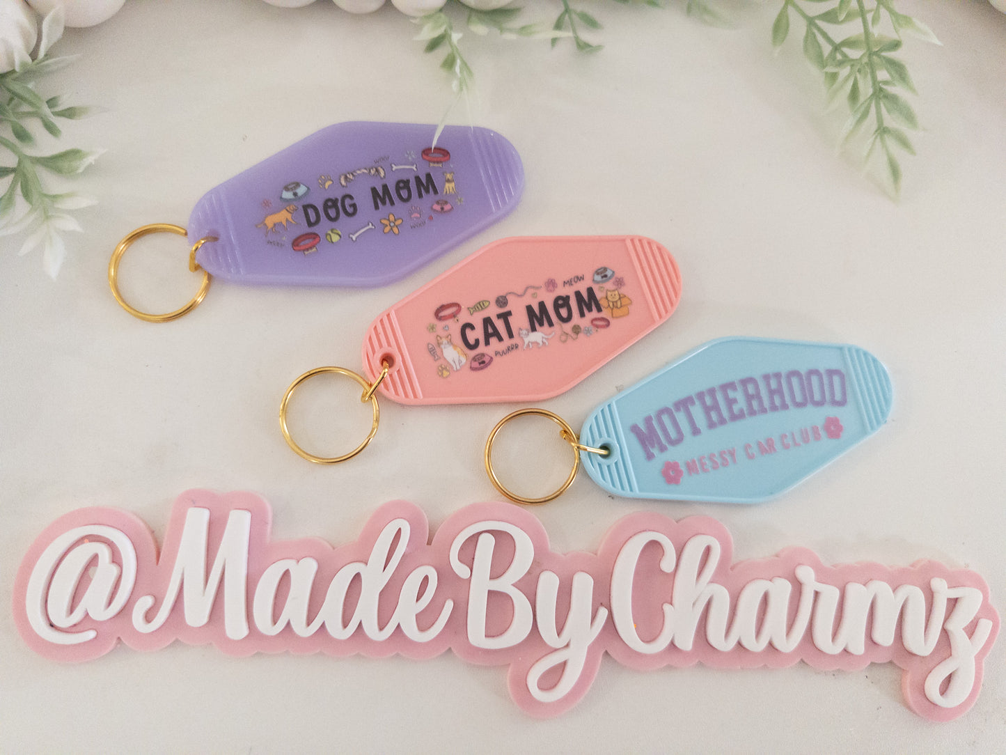 Motel Keychain| Cat Mom Keychain, Dog Mom Keychain, Retro Motel Keychain
