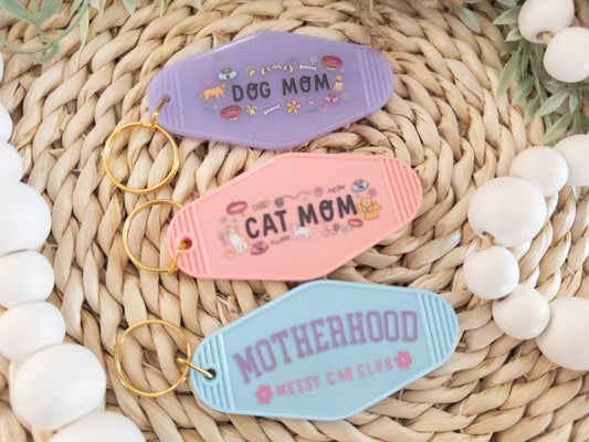 Motel Keychain| Cat Mom Keychain, Dog Mom Keychain, Retro Motel Keychain