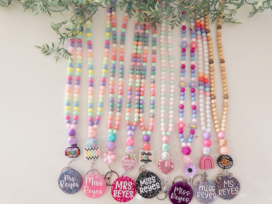 Teacher Lanyard| Therapist Lanyard, Trendy Colorful Lanyard, Beaded Lanyard,