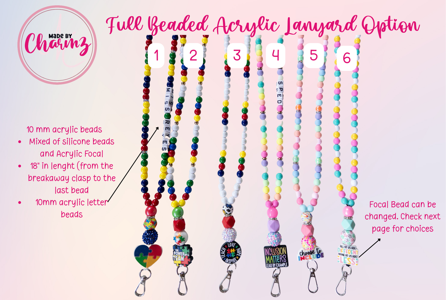 Special Education Teacher Lanyard| Beaded Lanyard, SPED Teacher ID Holder, Therapist Badge Holder, Autism Awareness lanyard