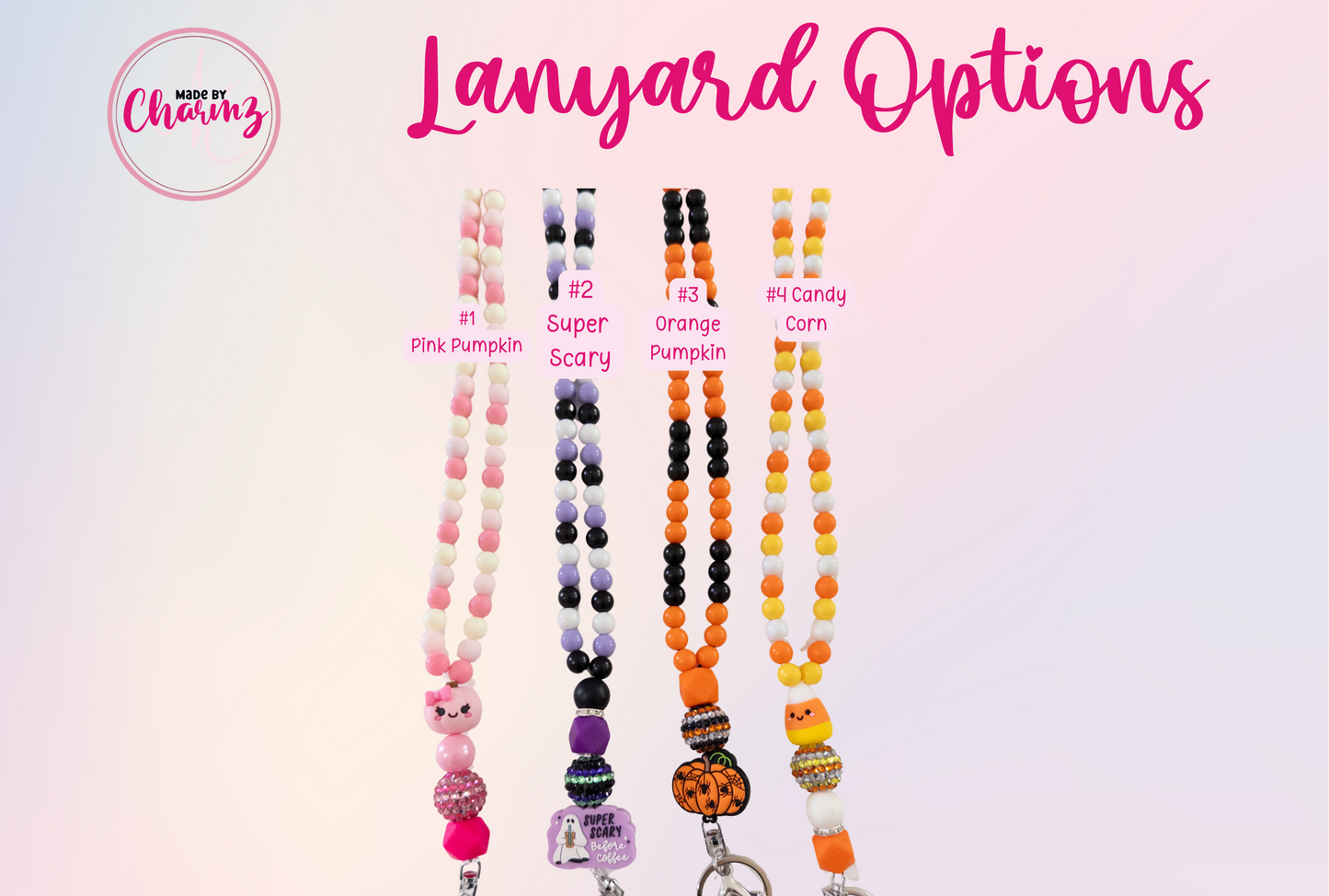 Halloween Lanyard| Spooky Lanyard, Candy Corn lanyard, Pink Pumpkin Lanyard,