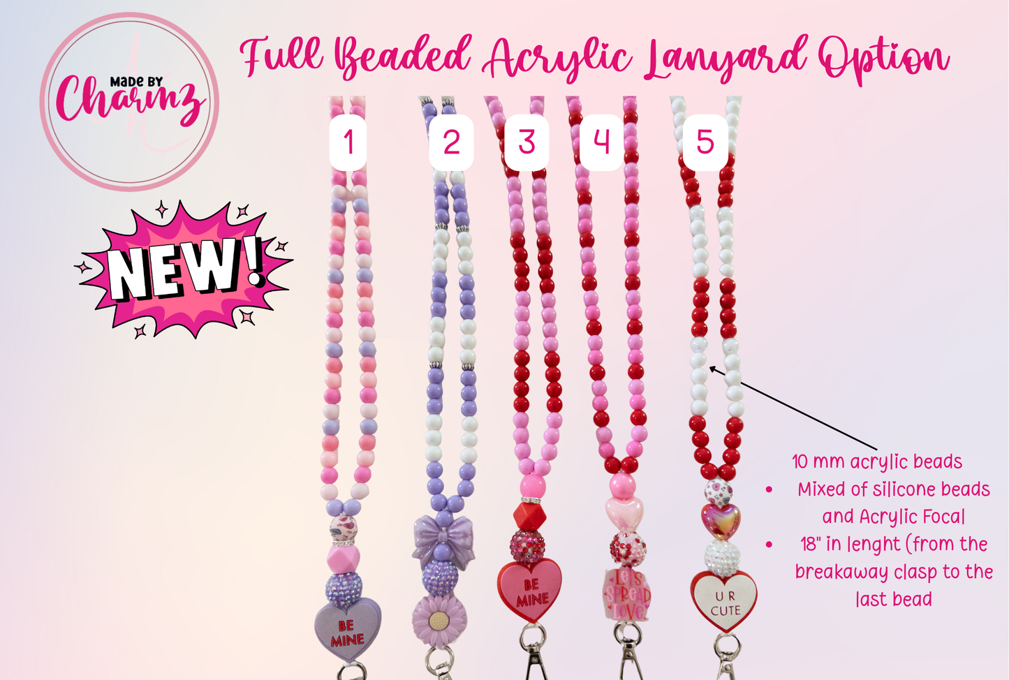 Valentine's Day Beaded Lanyard