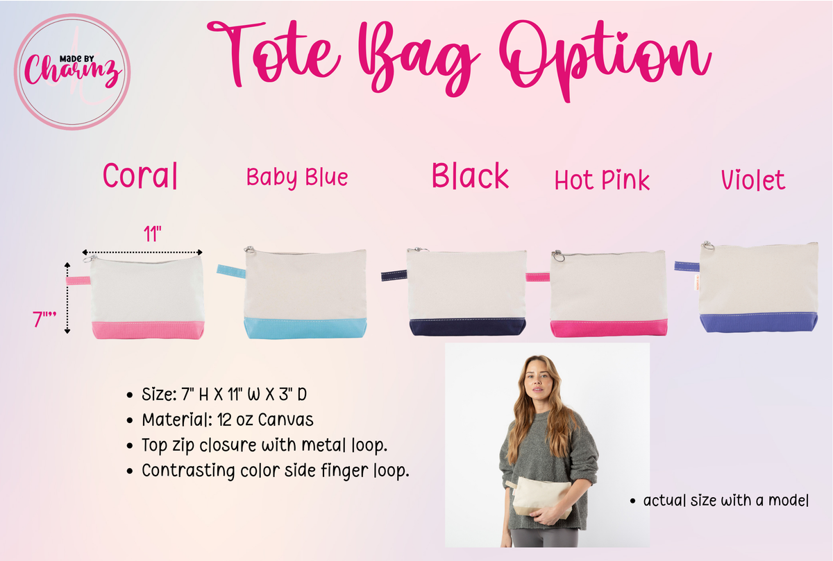 Custom Embroidered Tote Bag and Make Up Bag