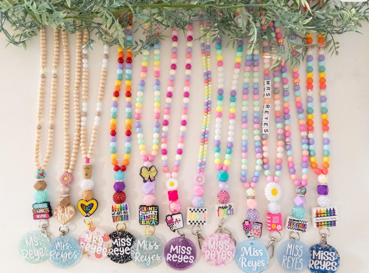 Teacher Lanyard| Therapist Lanyard, Trendy Colorful Lanyard, Beaded Lanyard,