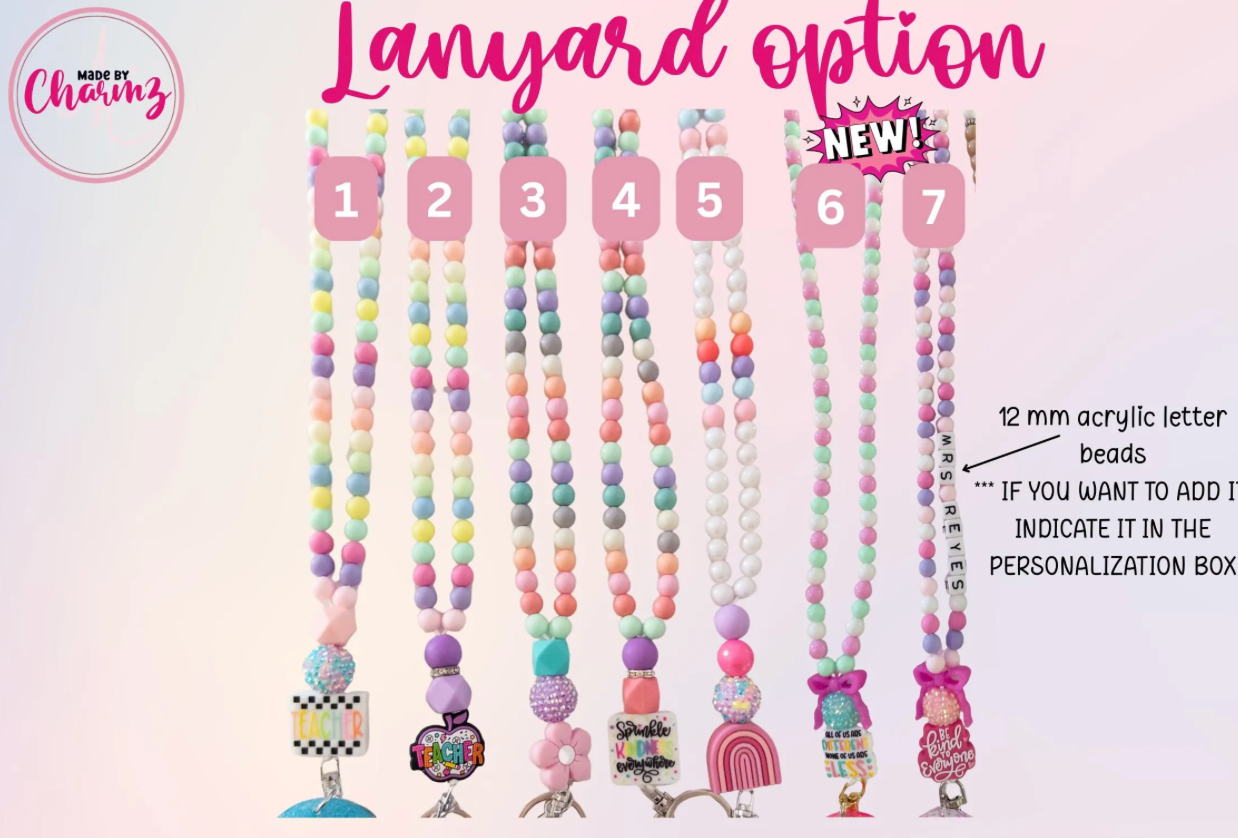 Teacher Lanyard| Therapist Lanyard, Trendy Colorful Lanyard, Beaded Lanyard,