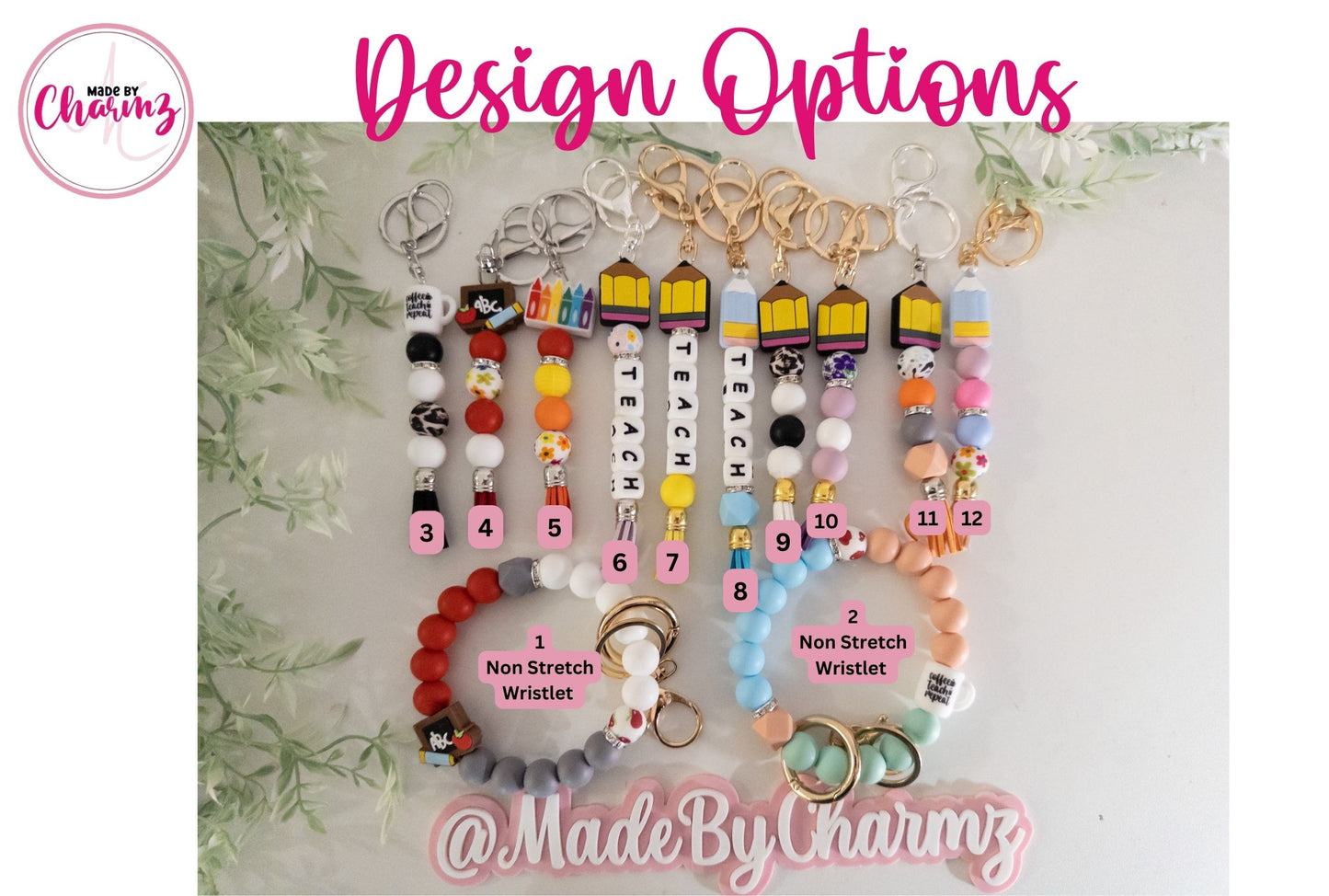 Teacher Silicone Beads Keychain