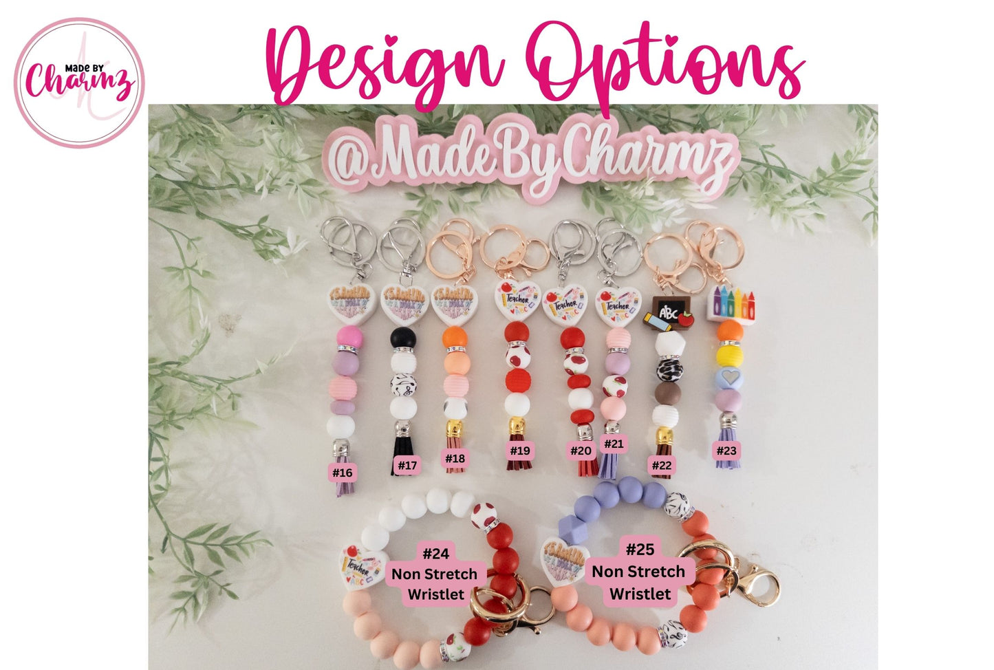 Teacher Silicone Beads Keychain