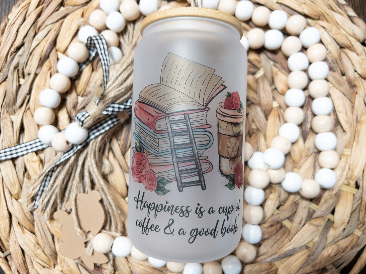 Coffee & Book Glass Can