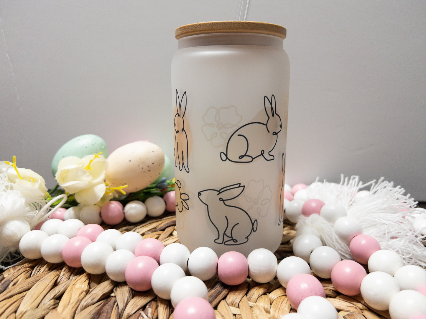 Easter Bunny Glass Can