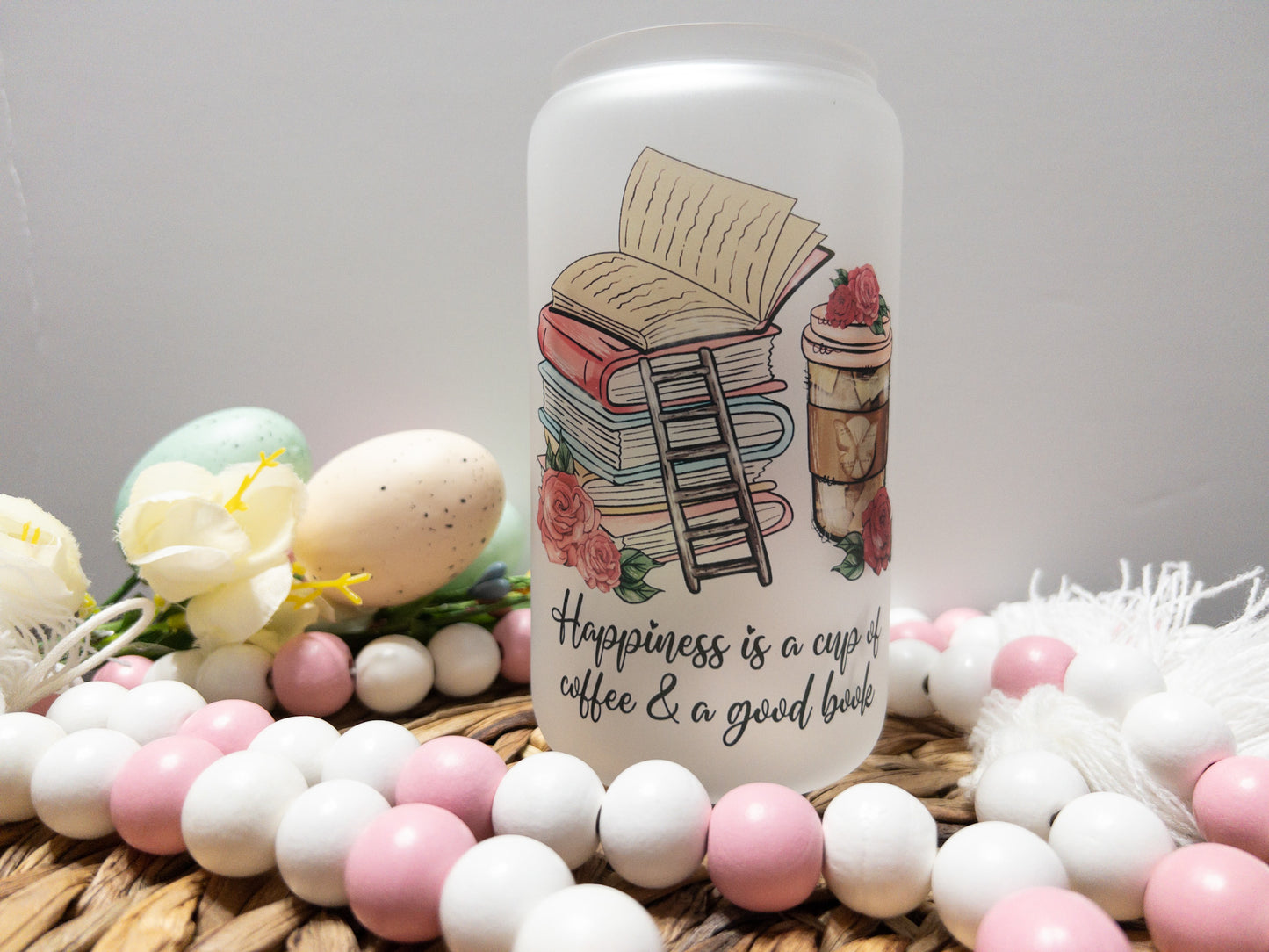 Coffee & Book Glass Can