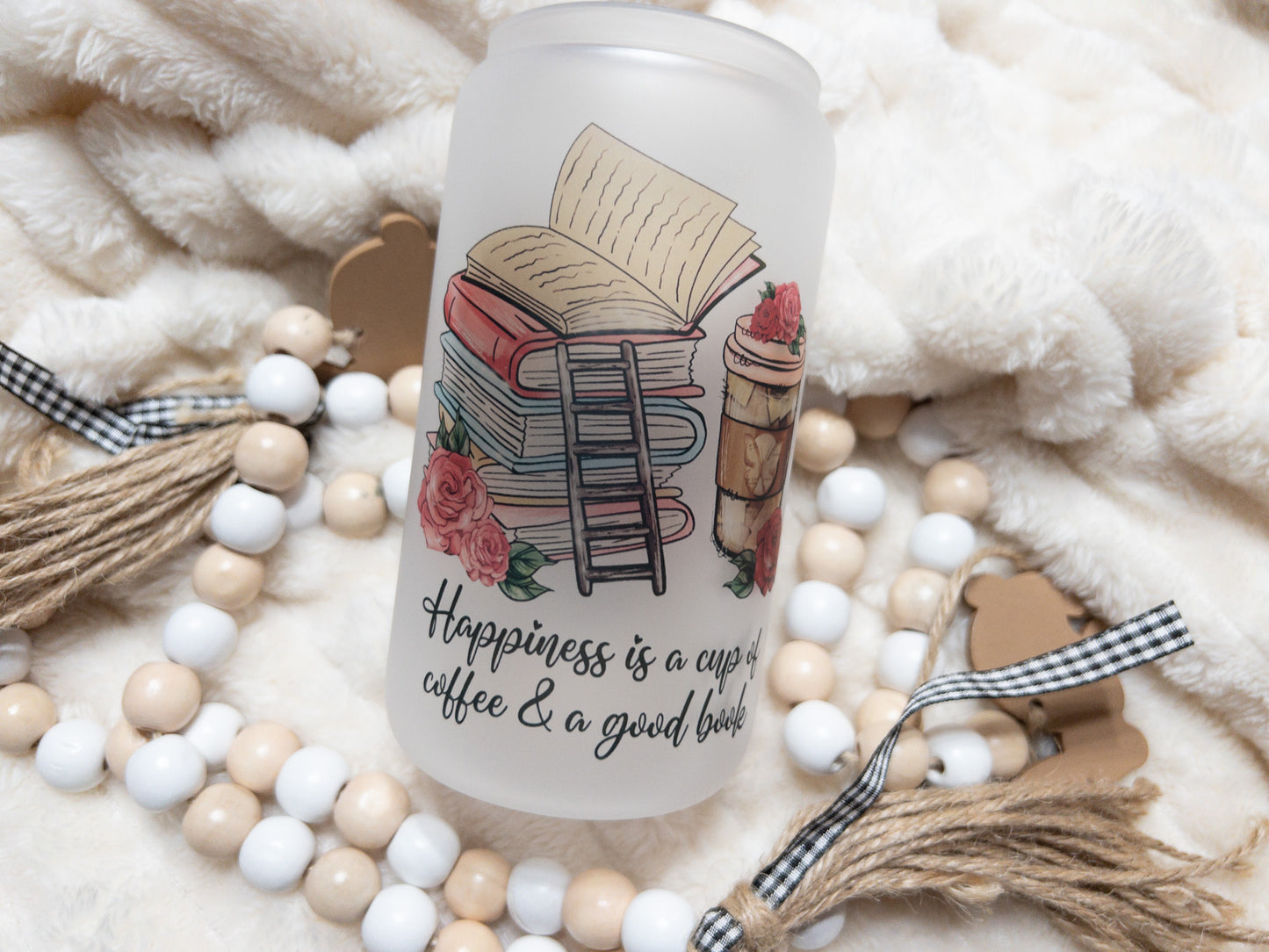 Coffee & Book Glass Can
