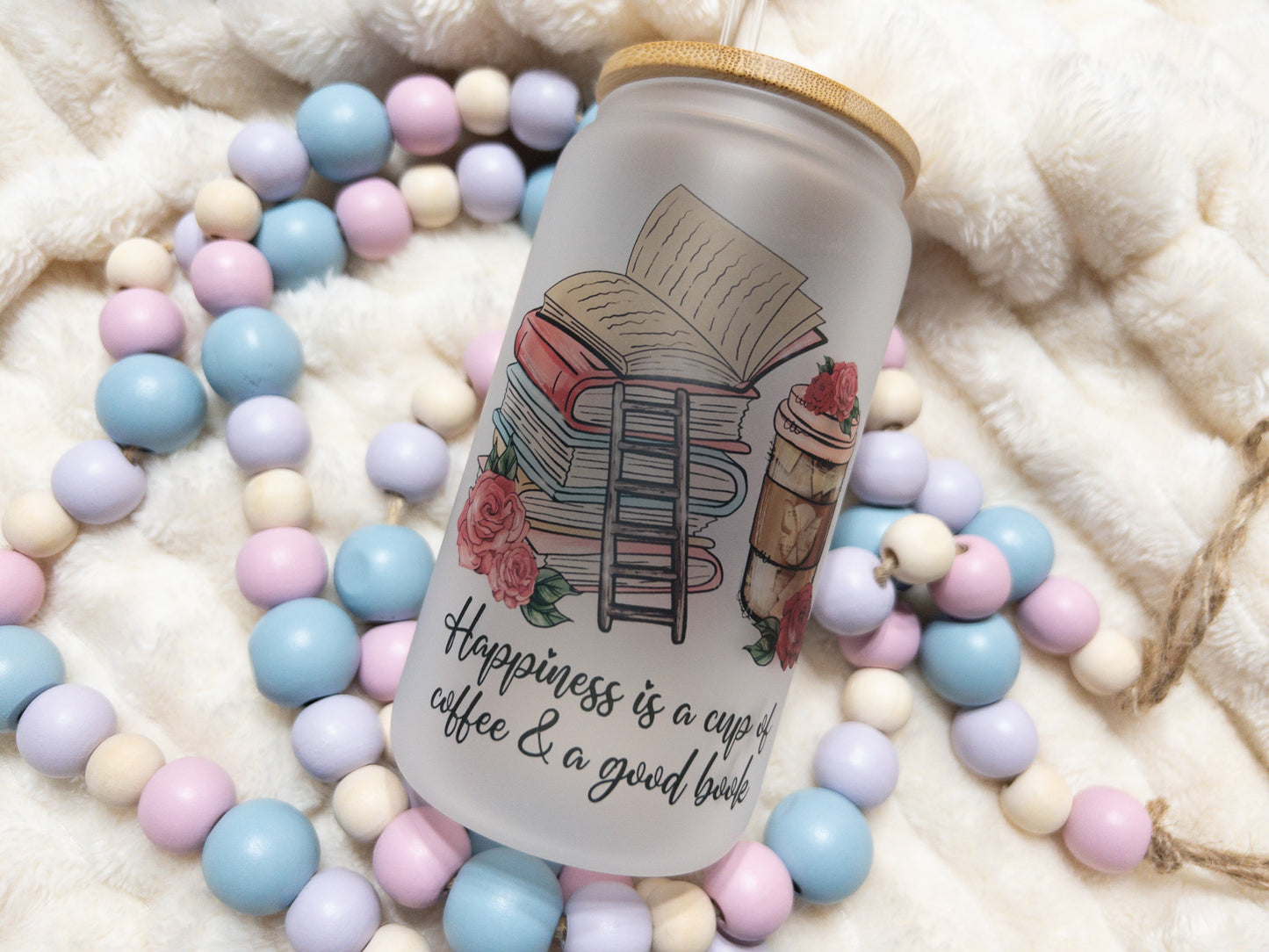 Coffee & Book Glass Can