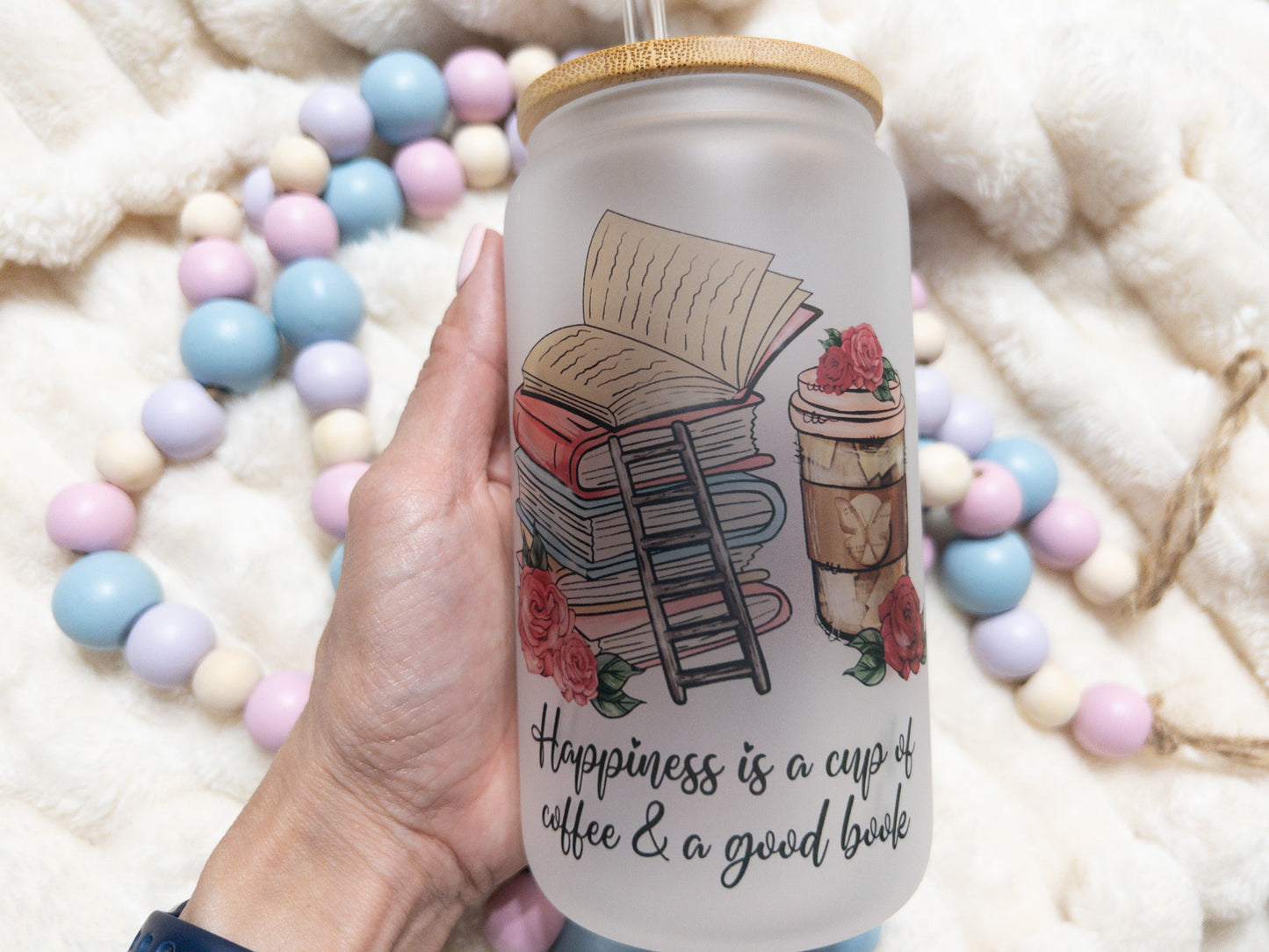 Coffee & Book Glass Can