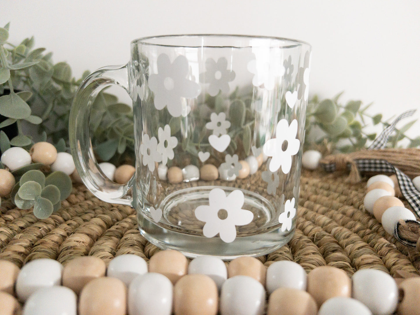 Retro Flower Mug Flower Mug Coffee Mug Clear Coffee Mug Trendy