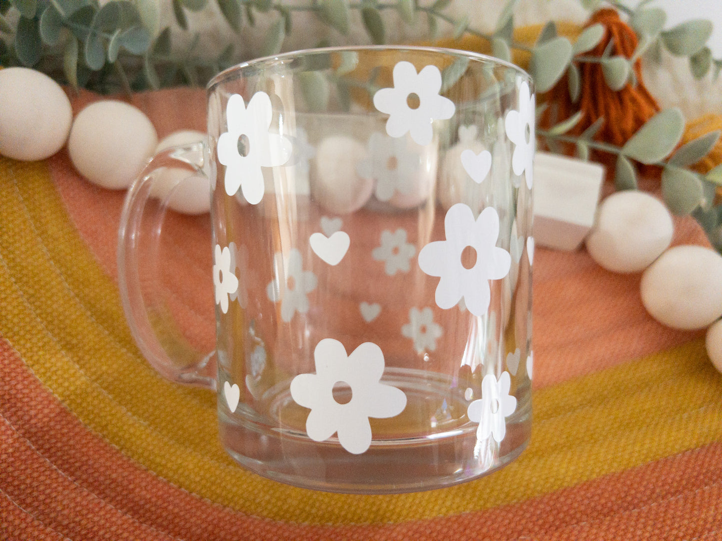Retro Flower Clear Coffee Mug