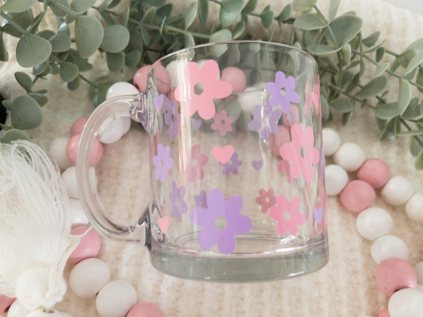 Retro Flower Clear Coffee Mug