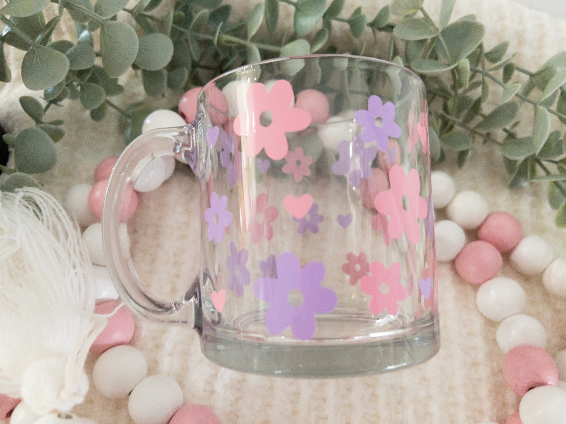 Retro Flower Mug Flower Mug Coffee Mug Clear Coffee Mug Trendy