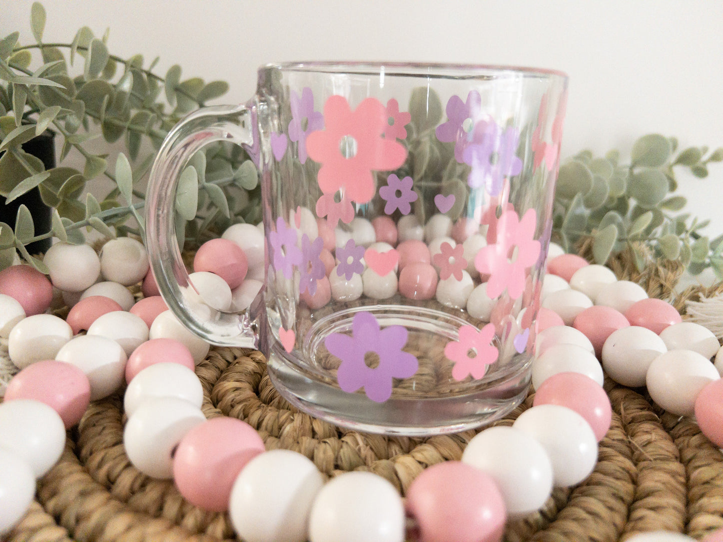 Retro Flower Clear Coffee Mug
