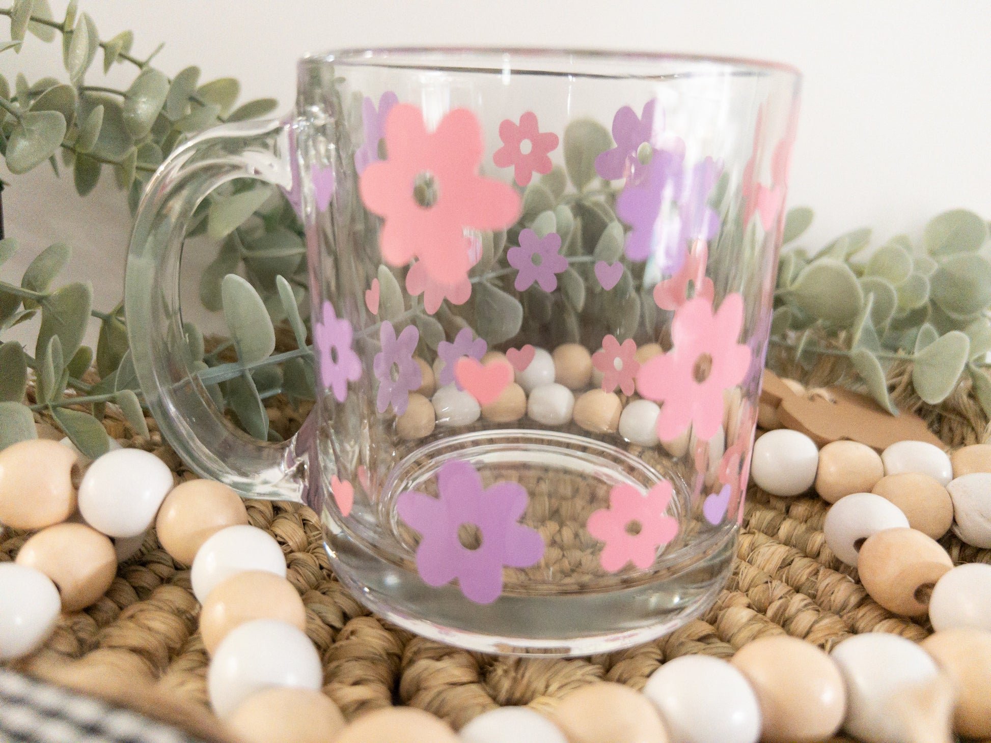 Retro Flower Mug Flower Mug Coffee Mug Clear Coffee Mug Trendy