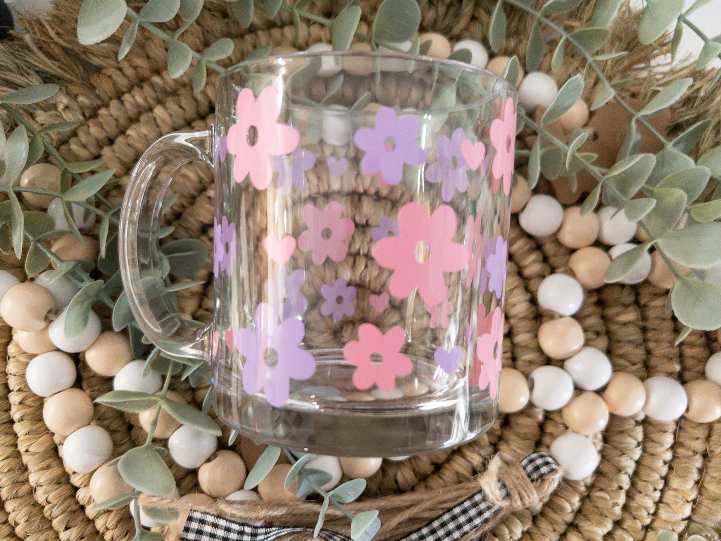 Retro Flower Clear Coffee Mug