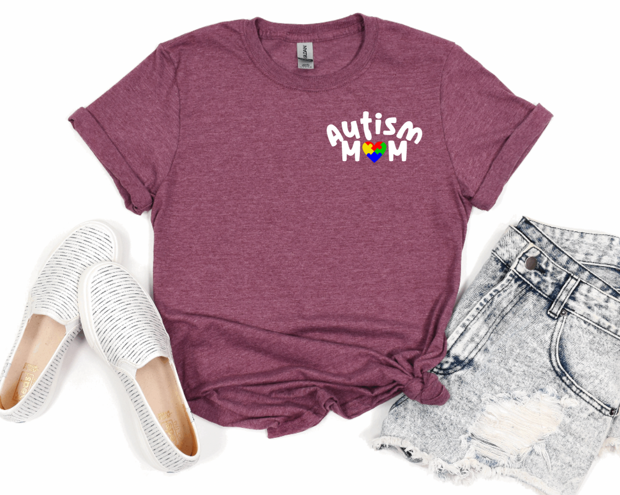 Autism Puzzle Mom Pocket Style Tee